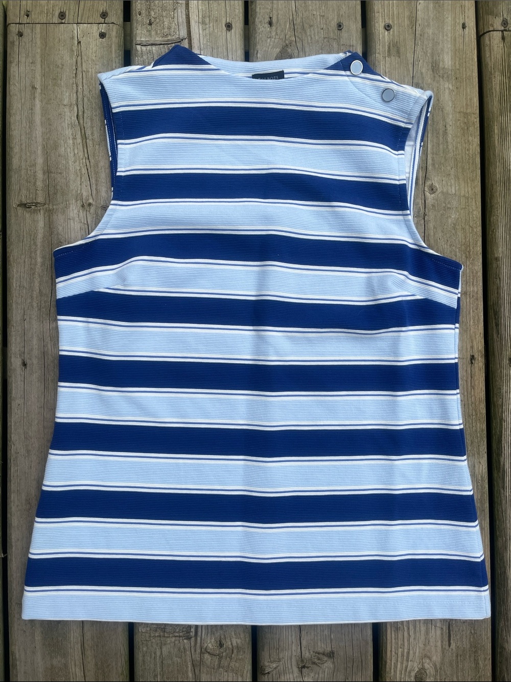 Talbots Navy and White Striped Sleeveless Tank size Large